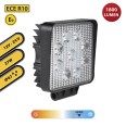 Quadratische Arbeitsleuchte, 12/24 V, 27 W, 1800 Lumen, Schutzart IP67. Schwarz.