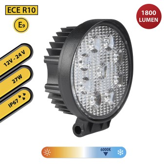 Runde 12/24-V-Arbeitsleuchte, 27 W und 1800 Lumen,... 2