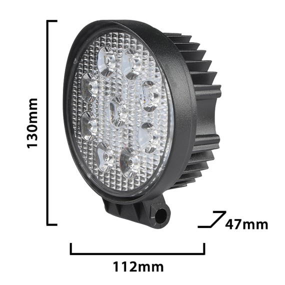 Projecteur de travail rond 12/24 V, 27 W et 1...