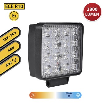 Quadratische Arbeitsleuchte, 12/24 V, 48 W, 2800 Lumen,... 2