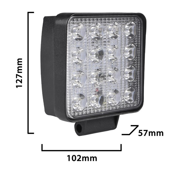 12/24V square work light, 48W and 2800 lumens,...