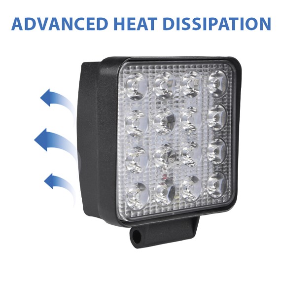 12/24V square work light, 48W and 2800 lumens,...