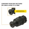 Enchufe Velamp 2P+T con cable – Enchufe macho estilo francés – Protección IP44