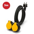 Cable alargador Stak M/2xF para obras de construcción, estándar francés, 3 metros. H07RN-F 3G1,5 mm², NF, CE - IP45