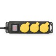 Presa Multipla per Esterno IP44 - 3 Prese standard francese 2P+T 16A con Coperchi e Spina 16A