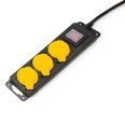 Presa Multipla per Esterno IP44 - 3 Prese standard francese 2P+T 16A con Coperchi e Spina 16A