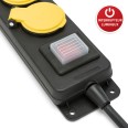 Presa Multipla per Esterno IP44 - 3 Prese standard francese 2P+T 16A con Coperchi e Spina 16A