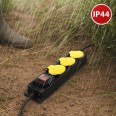 Presa Multipla per Esterno IP44 - 3 Prese standard francese 2P+T 16A con Coperchi e Spina 16A