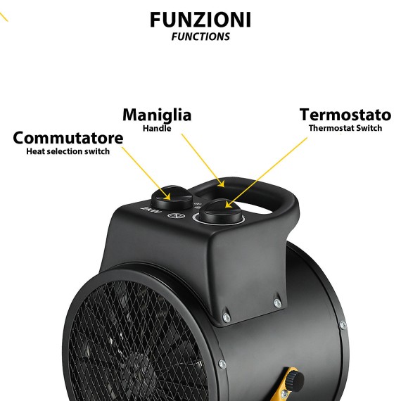 Hot air generator with steel element, IP24, 2KW
