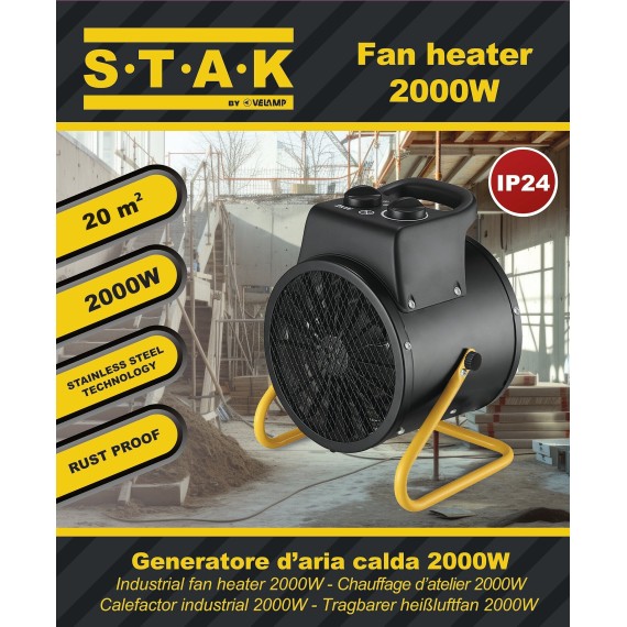 Hot air generator with steel element, IP24, 2KW