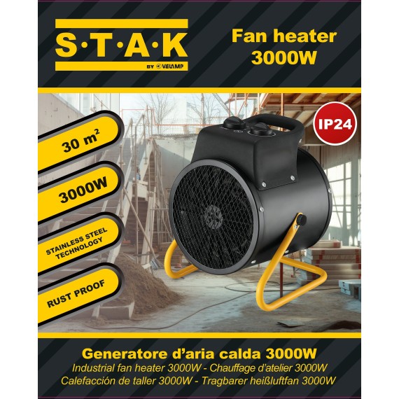 Hot air generator with steel element, IP24, 3KW
