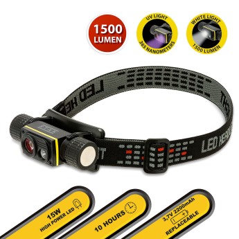 STELIOS: Lampada da testa ricaricabile 15W / 1500 lumen... 2
