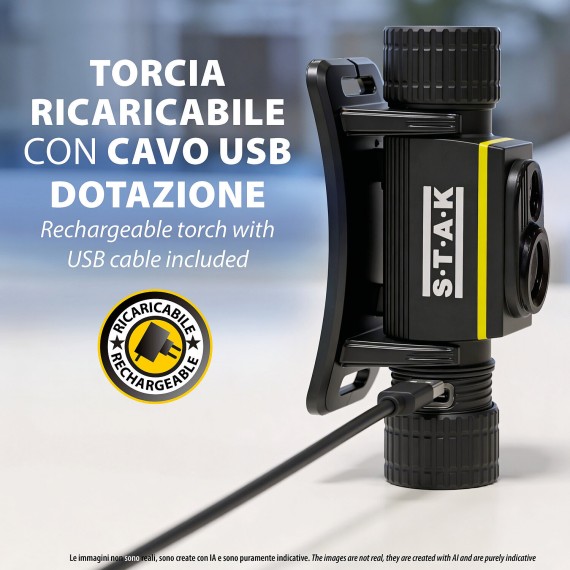 STELIOS: Lampada da testa ricaricabile 15W /...