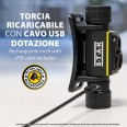 STELIOS: Lampada da testa ricaricabile 15W / 1500 lumen con luce UV 365nm e calamita. Nero