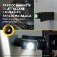 STELIOS: Lampada da testa ricaricabile 15W / 1500 lumen con luce UV 365nm e calamita. Nero
