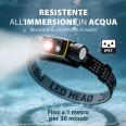 STELIOS: Lampada da testa ricaricabile 15W / 1500 lumen con luce UV 365nm e calamita. Nero