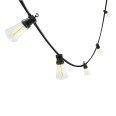 RÜCKSEITE: Ausziehbare IP44-Lichterkette, 15 Meter, 20 LED-Filamentbirnen, schwarz