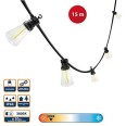 RÜCKSEITE: Ausziehbare IP44-Lichterkette, 15 Meter, 20 LED-Filamentbirnen, schwarz