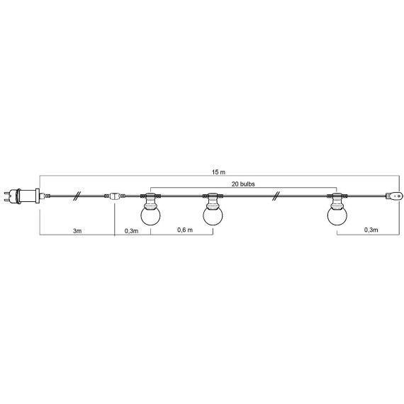 RÜCKSEITE: Ausziehbare IP44-Lichterkette, 15...