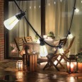 RÜCKSEITE: Ausziehbare IP44-Lichterkette, 15 Meter, 20 LED-Filamentbirnen, schwarz