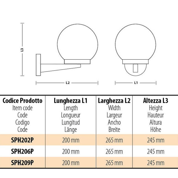 APOLUX: Outdoor wall light with PMMA sphere,...