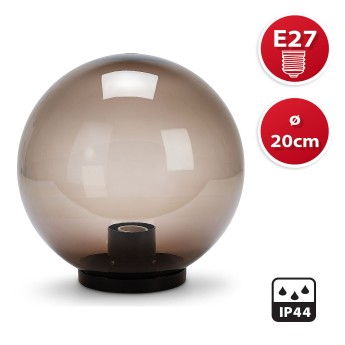 APOLUX: Sfera per esterno in PMMA, 200mm, Attacco E27, fumé 2