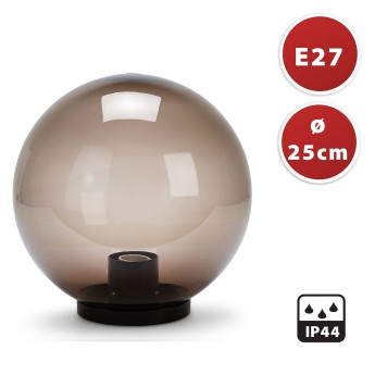 APOLUX: Sfera per esterno in PMMA, 250mm, Attacco E27, fumé 2