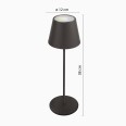 Wiederaufladbare LED-Tischleuchte mit Touch-Dimmer, Weiß + RGB, IP54. Schwarz.