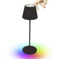 Wiederaufladbare LED-Tischleuchte mit Touch-Dimmer, Weiß + RGB, IP54. Schwarz.