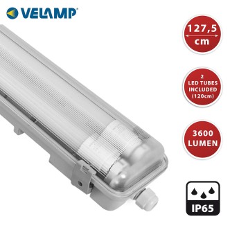 IP65 ceiling light with two 18W LED tubes - 4000K - 120 cm 2