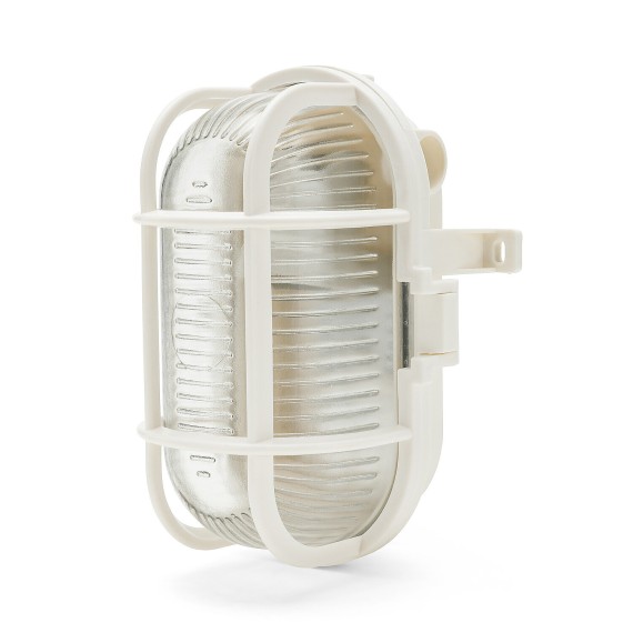 Oval plastic and glass wall light. E27 socket,...