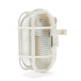 Oval plastic and glass wall light. E27 socket, max 60W - White