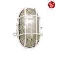 Oval plastic and glass wall light. E27 socket, max 60W - White