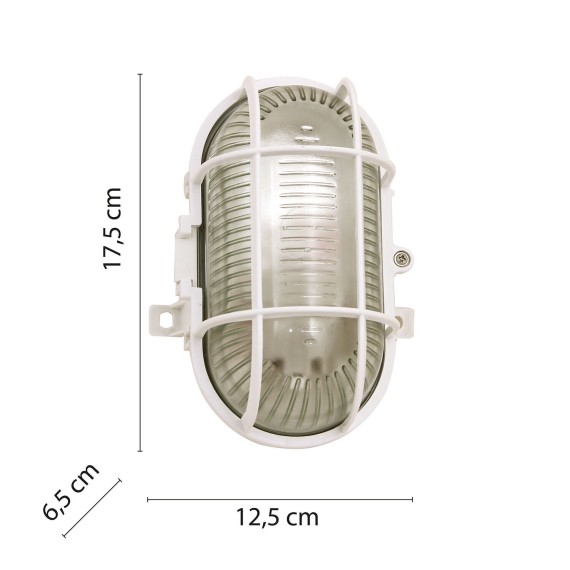 Oval plastic and glass wall light. E27 socket,...