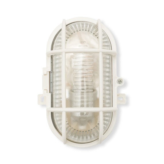 Oval plastic and glass wall light. E27 socket,...