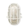Oval plastic and glass wall light. E27 socket, max 60W - White