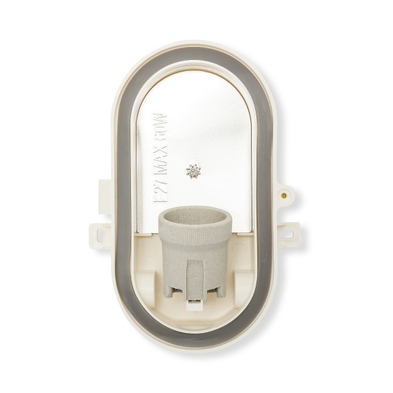 Oval plastic and glass wall light. E27 socket,...