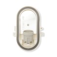 Oval plastic and glass wall light. E27 socket, max 60W - White