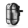 Oval plastic and glass wall light. E27 socket, max 60W - Black