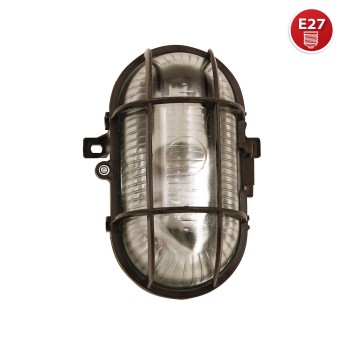 Oval plastic and glass wall light. E27 socket, max 60W -... 2