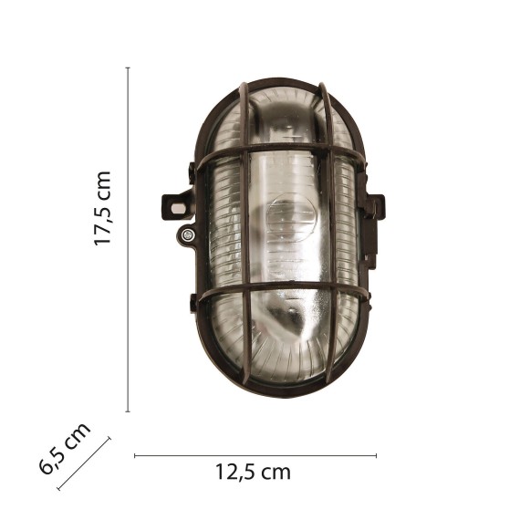 Oval plastic and glass wall light. E27 socket,...