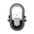 Oval plastic and glass wall light. E27 socket, max 60W - Black