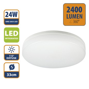 POLESTAR XL: Round LED ceiling light IP65, 2400 lumens,... 2