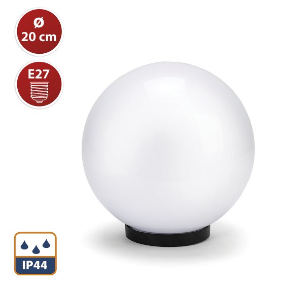 APOLUX: PMMA outdoor sphere, 200mm, E27 socket,...