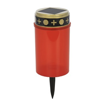 Solar-powered LED electric tealight, 12 cm, red with red...
