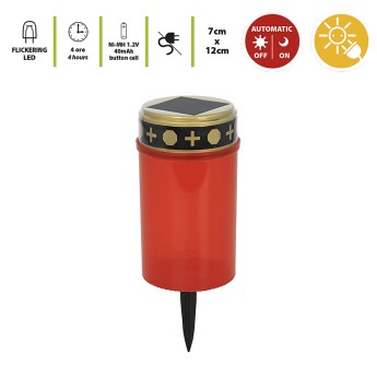 Solar-powered LED electric tealight, 12 cm, red with red... 2