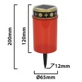 Solar-powered LED electric tealight, 12 cm, red with red flashing light