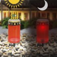 Solar-powered LED electric tealight, 12 cm, red with red flashing light