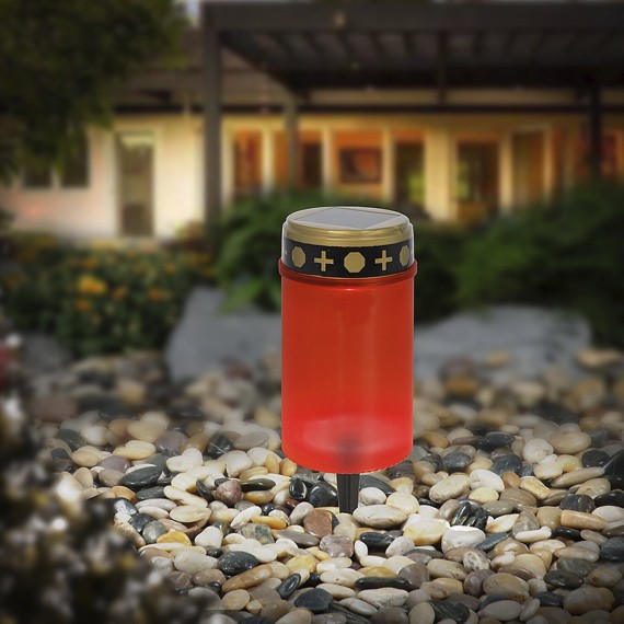 Solar-powered LED electric tealight, 12 cm, red...