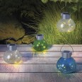 Lámpara solar de 5 micro LED en cristal envejecido. Colores surtidos.